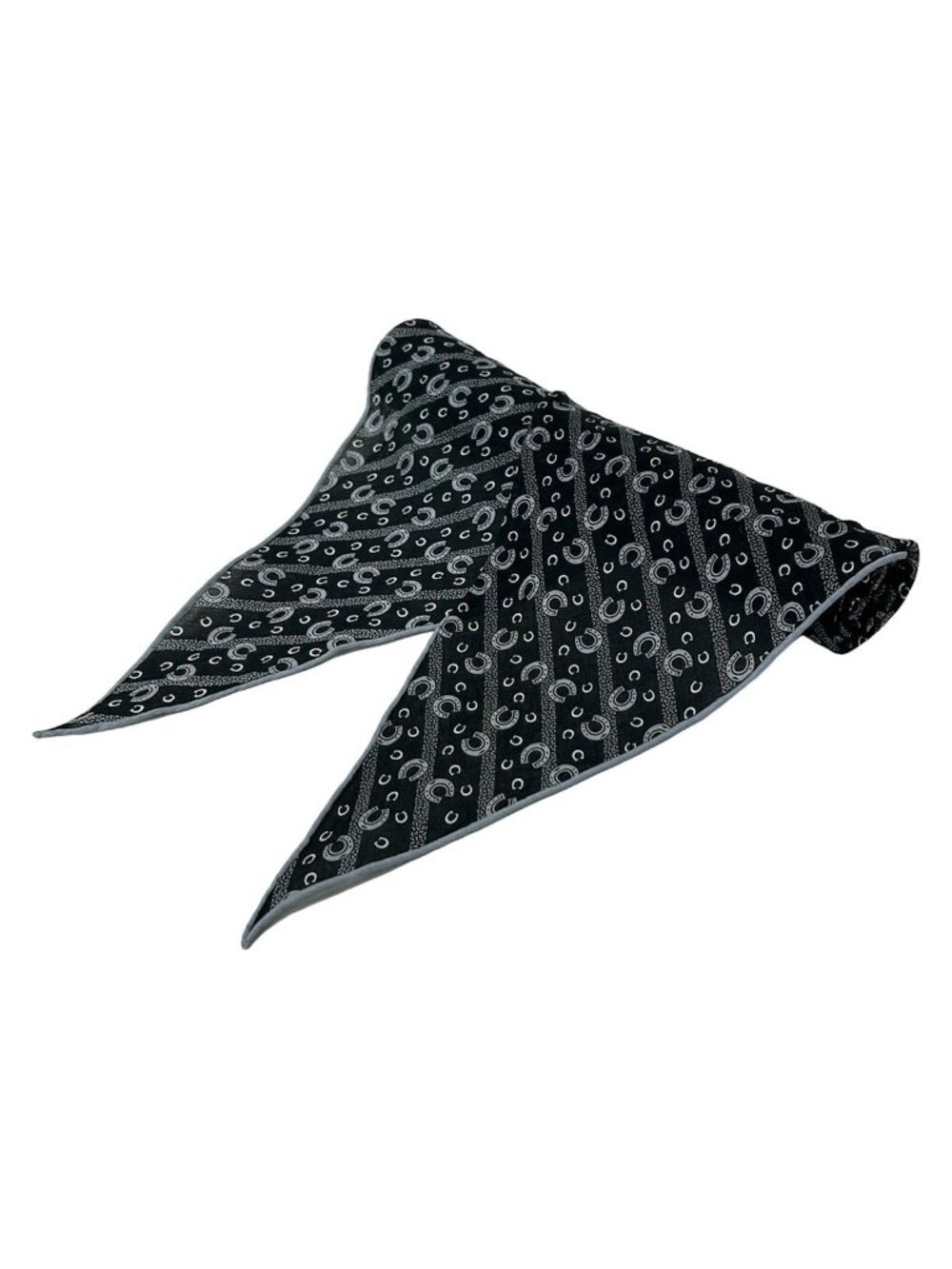 Hermes Shawl Losange Black Gray White Cotton Scarf